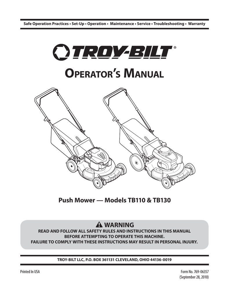 Troy Bilt Tb130 User Manual Manualzz Troy Bilt Tb130 User Manual Manualzz