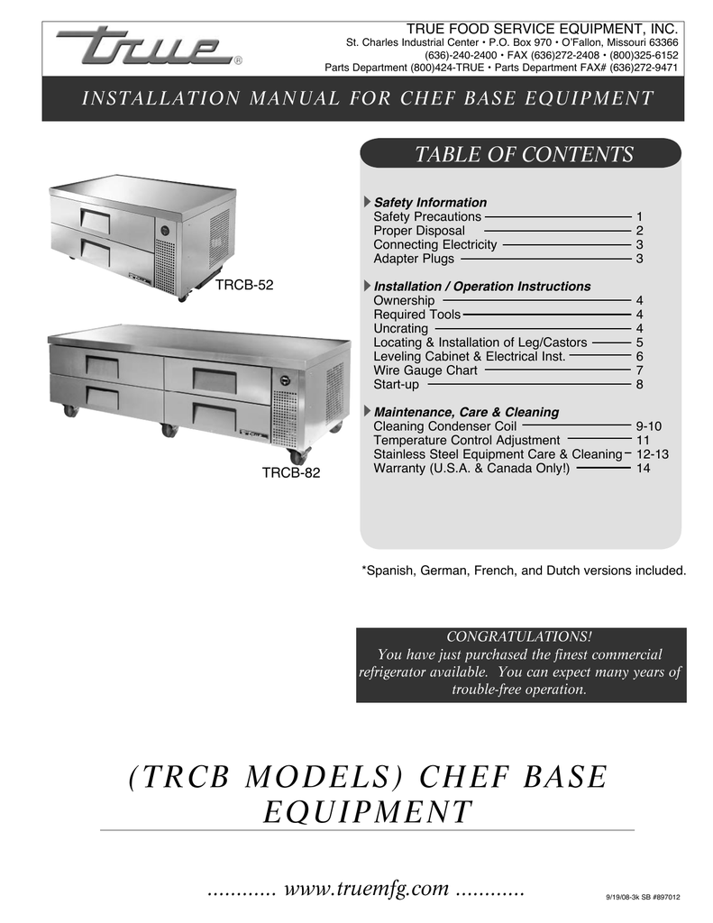 True Manufacturing Company Freezer TMW-36F User's Manual : Free