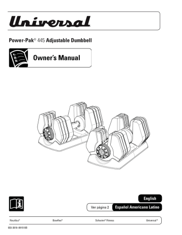 Universal power pak 445 adjustable dumbbells with discount stand