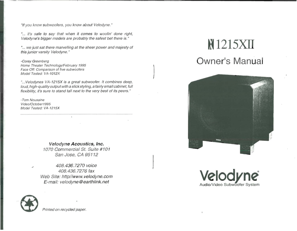velodyne acoustics out of business