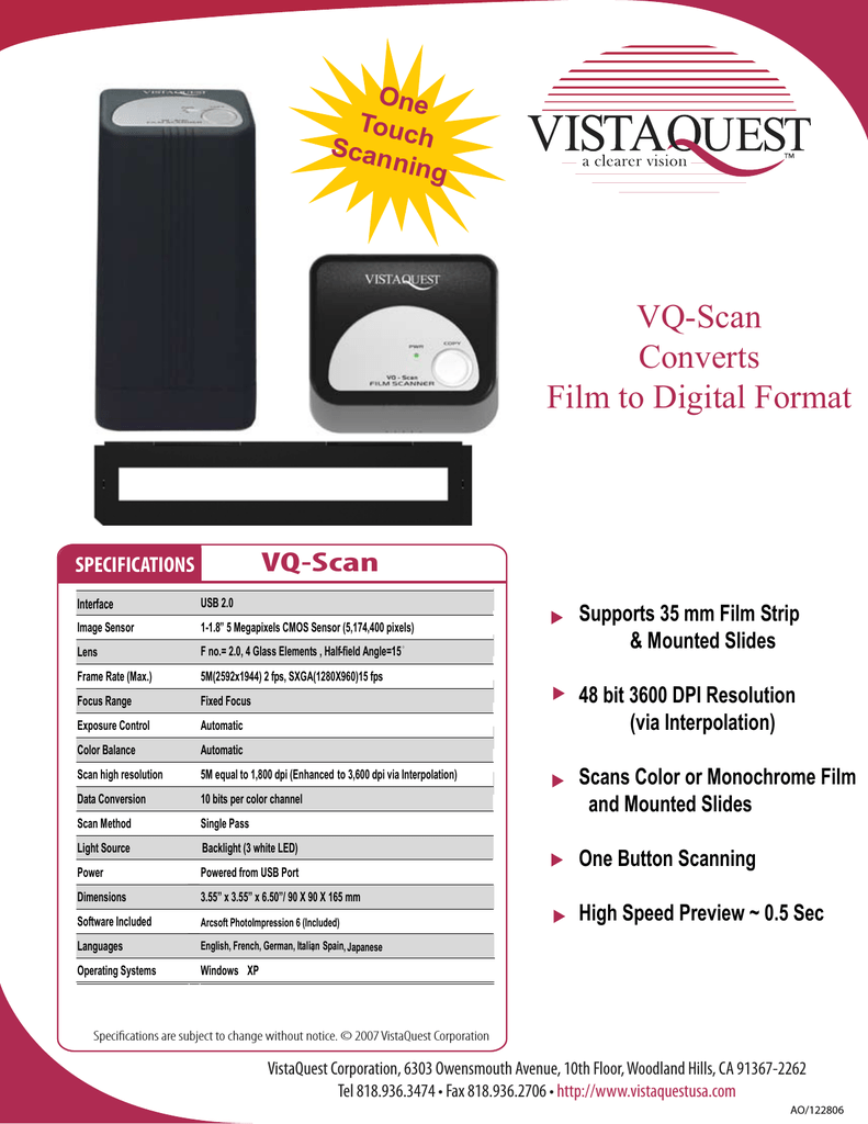 Vistaquest Vq Scan User S Manual Manualzz Com
