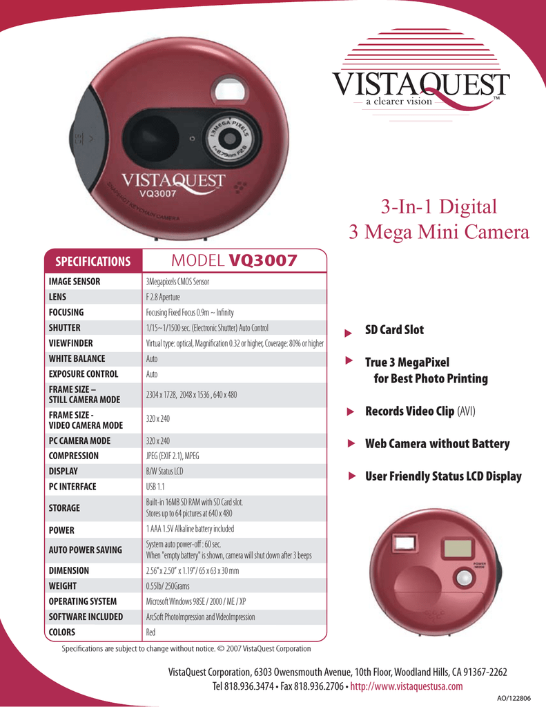 Vistaquest Vq3007 User S Manual Manualzz Com