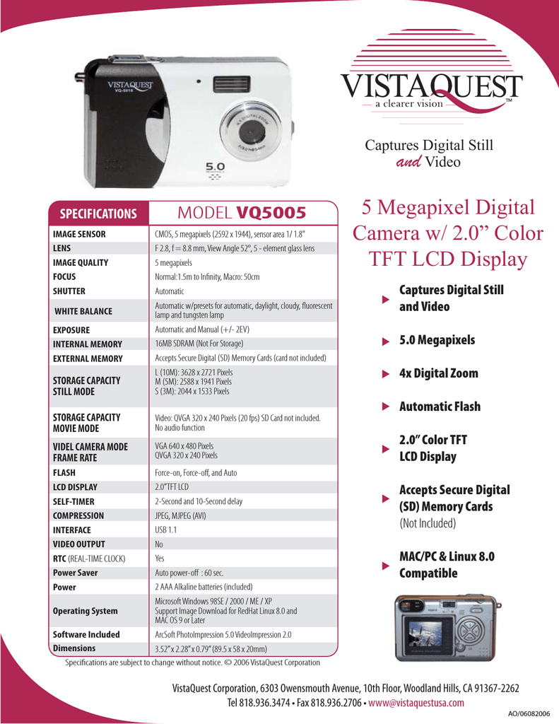 Vistaquest Vq5005 User S Manual Manualzz Com