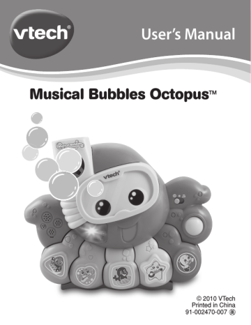 VTech MUSICAL BUBBLES OCTOPUS 91-002470-007 User's Manual | Manualzz
