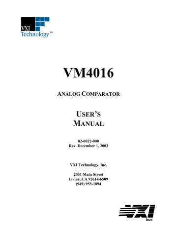 VXI VM4016 User's Manual | Manualzz