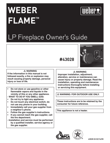 Weber FLAME #43028 Installation, Operating And Maintenance Instructions | Manualzz