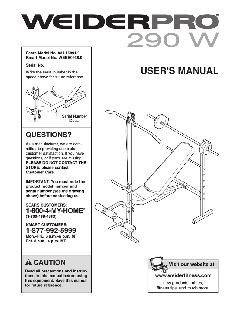 Weider Webe0938 User S Manual Manualzz Com