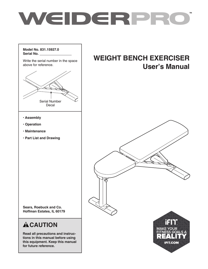 Weider 8530 user manual pdf