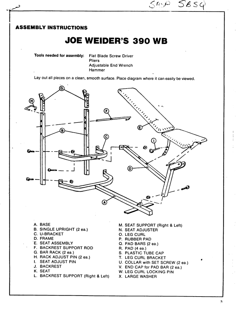 Weider 390wb User Manual Manualzz