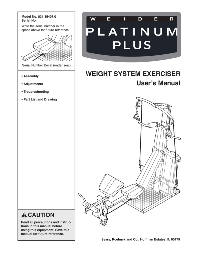 Weider PLATINUM PLUS 15407 User s Manual Manualzz