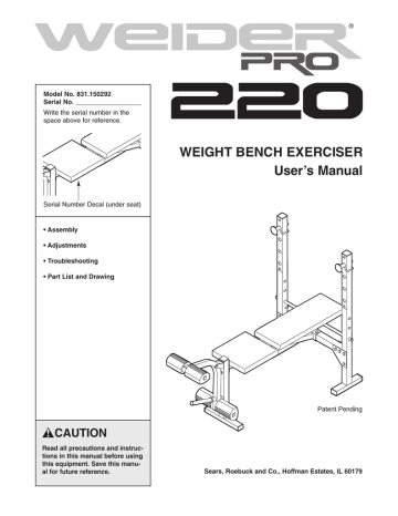 Weider 525 weight online bench