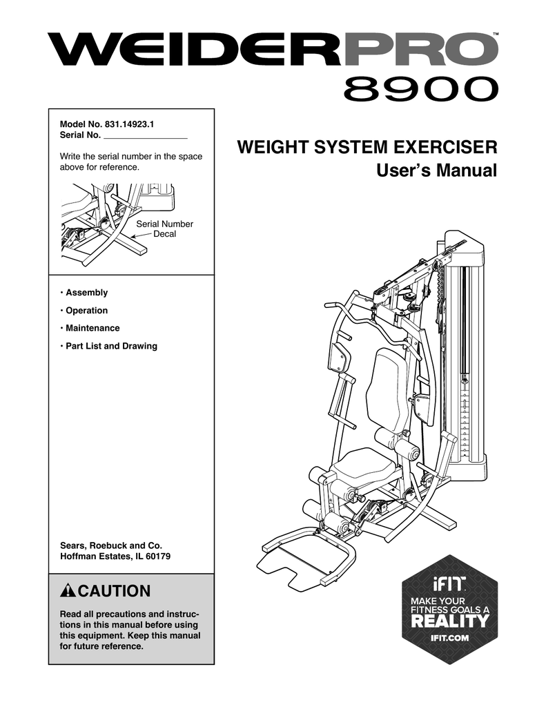 Weider 2980x Exercise Chart