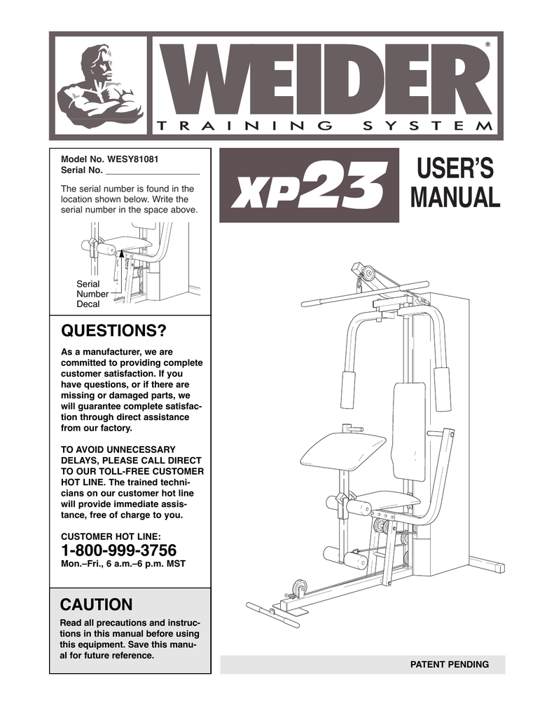 Weider 740 2024 exercise chart