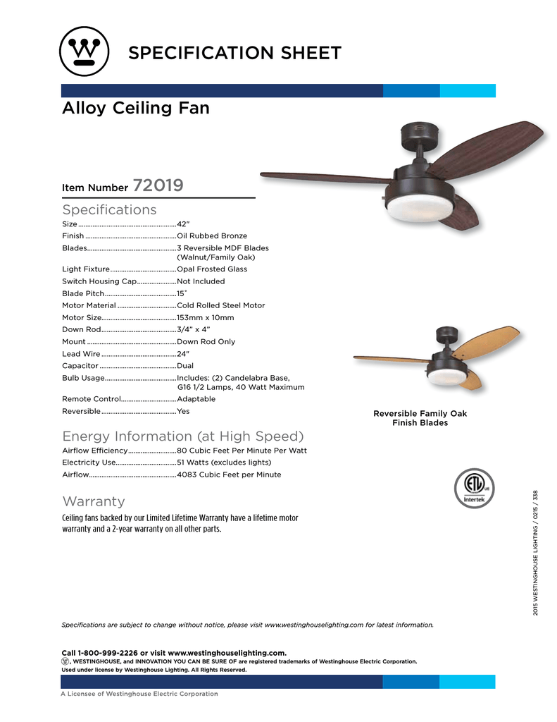 Westinghouse 42 Inch Specification Sheet Manualzz Com