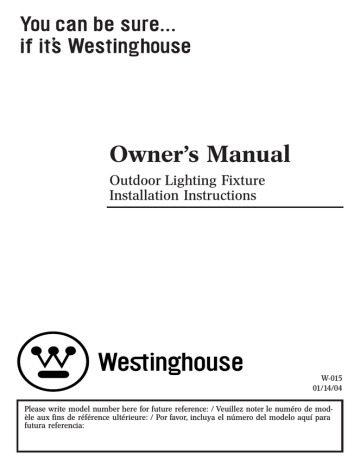 Westinghouse W-015, 6688500 Manual De Usuario | Manualzz