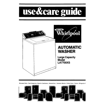 Whirlpool LA77O0XS Use and care guide | Manualzz