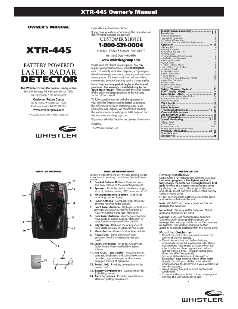 Антирадар whistler xtr 575 инструкция