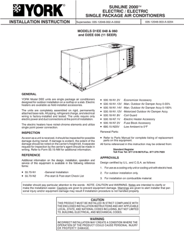 York D1EE User's Manual | Manualzz