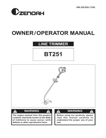 Zenoah BT251 User's Manual | Manualzz