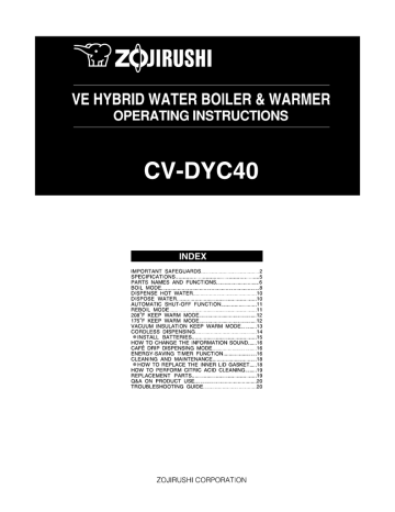 Zojirushi CV-DYC40 User manual | Manualzz