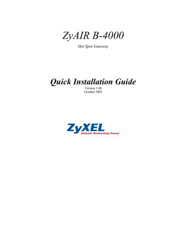 ZyXEL ZYAIR B-4000 Quick Installation Guide | Manualzz