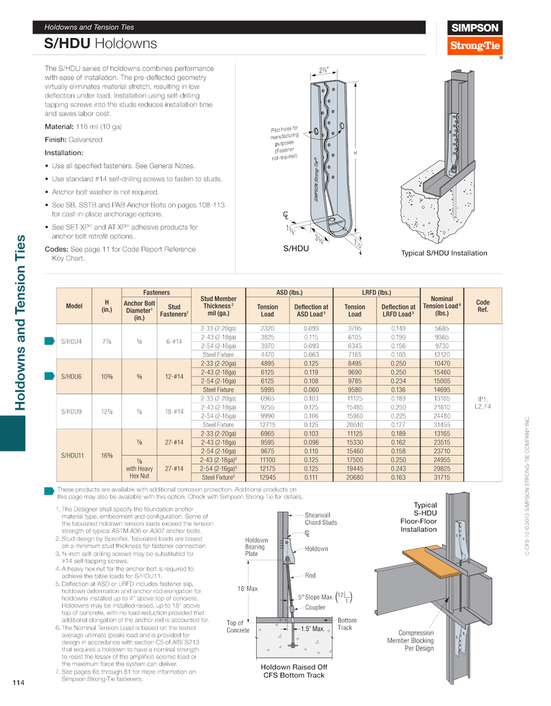 Simpson StrongTie S/HDU4 Installation guide Manualzz