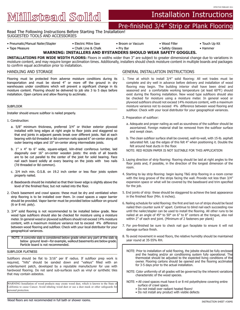 Millstead Pf7108 Installation Guide Manualzz Com