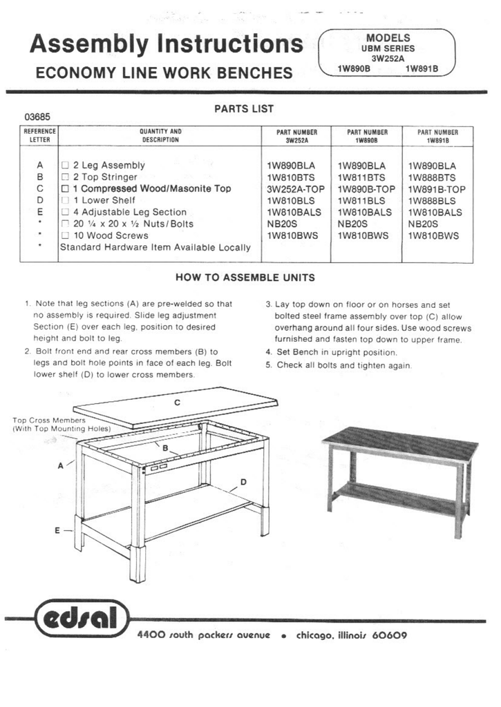Edsal UBM7230 Operating instructions Manualzz