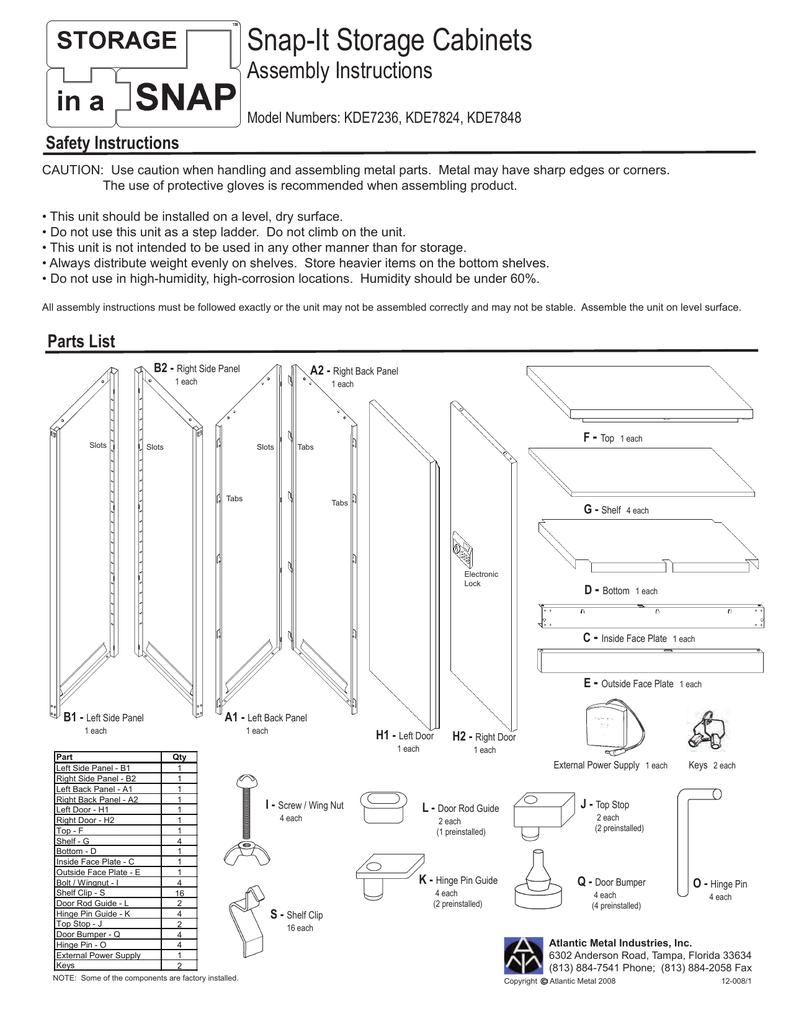 Sandusky Kde7236 09 Instructions Assembly Manualzz