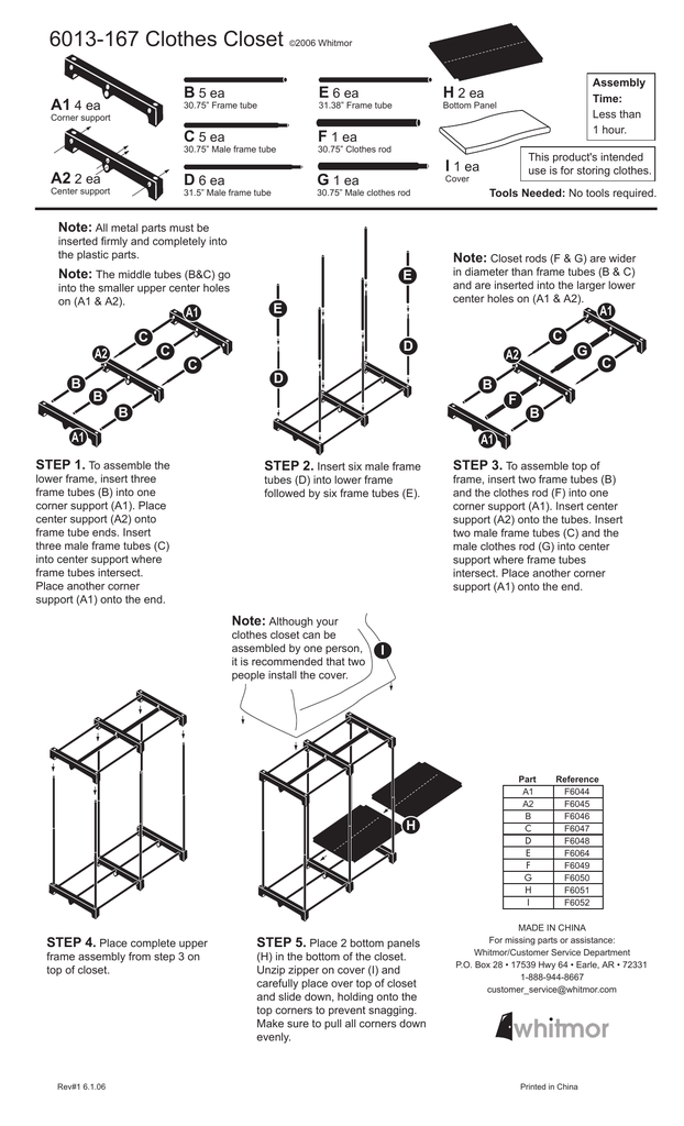 Whitmor clothes 2025 closet assembly instructions