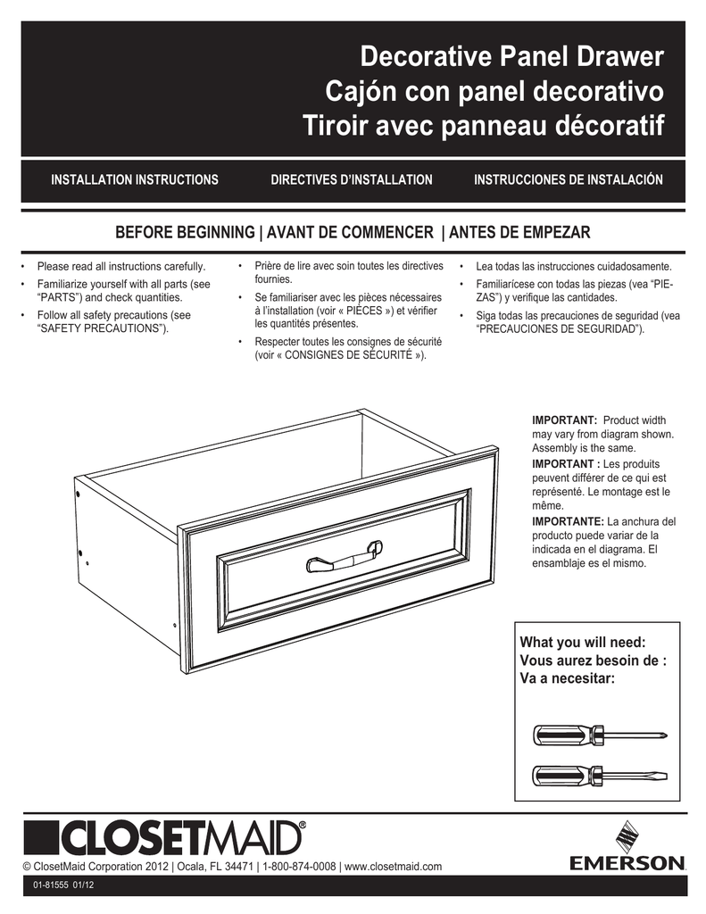 ClosetMaid 30610 Instructions Assembly Manualzzcom