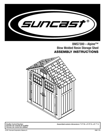 Suncast storage shed Alpine BMS7300 Assembly Instructions | Manualzz