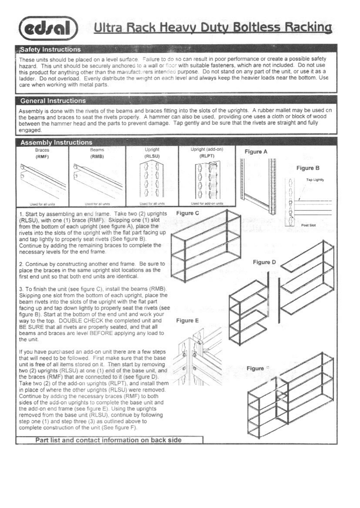 Edsal UR184884L6 Installation guide Manualzz