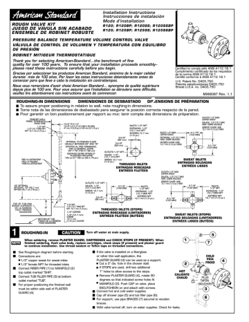 American Standard M952100-0070A Installation instructions | Manualzz