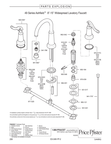 Pfister SGL-YPLC Instructions / Assembly | Manualzz