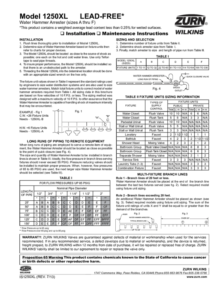 Zurn Wilkins 1250xl A Installation Guide Manualzz