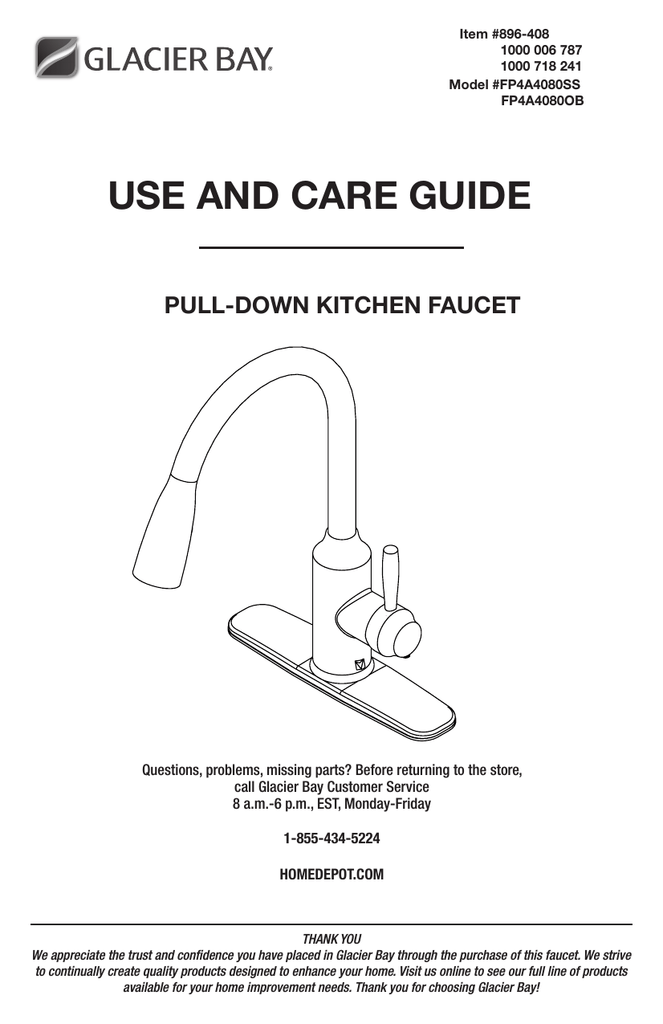 Glacier Bay Fp4a4080ss Installation Guide Manualzz