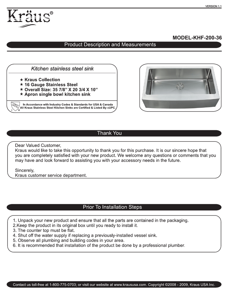 Kraus Khf200 36 Installation Guide Manualzz Kraus Khf200 36 Installation Guide