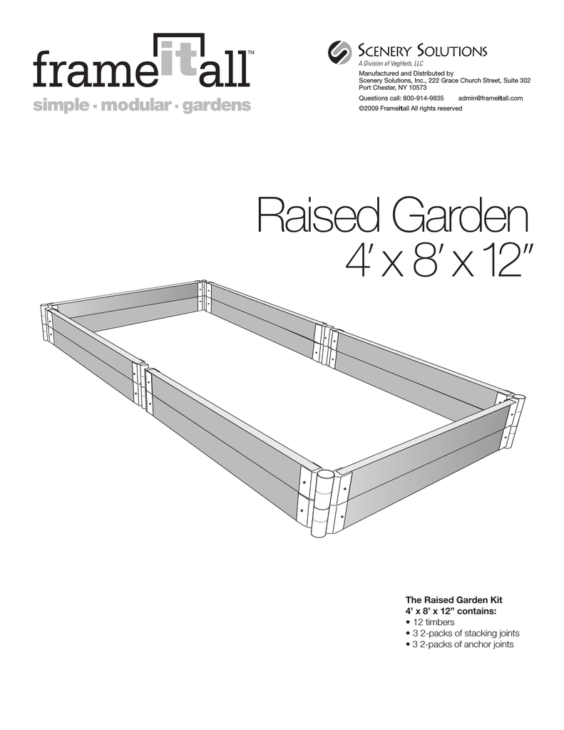 4 x8 raised bed garden kits on Frame It All 300001211 300001199 Installation Guide Manualzz