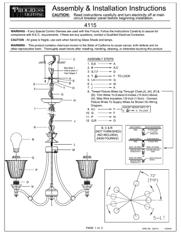 Progress Lighting P4115-77 Instructions / Assembly | Manualzz