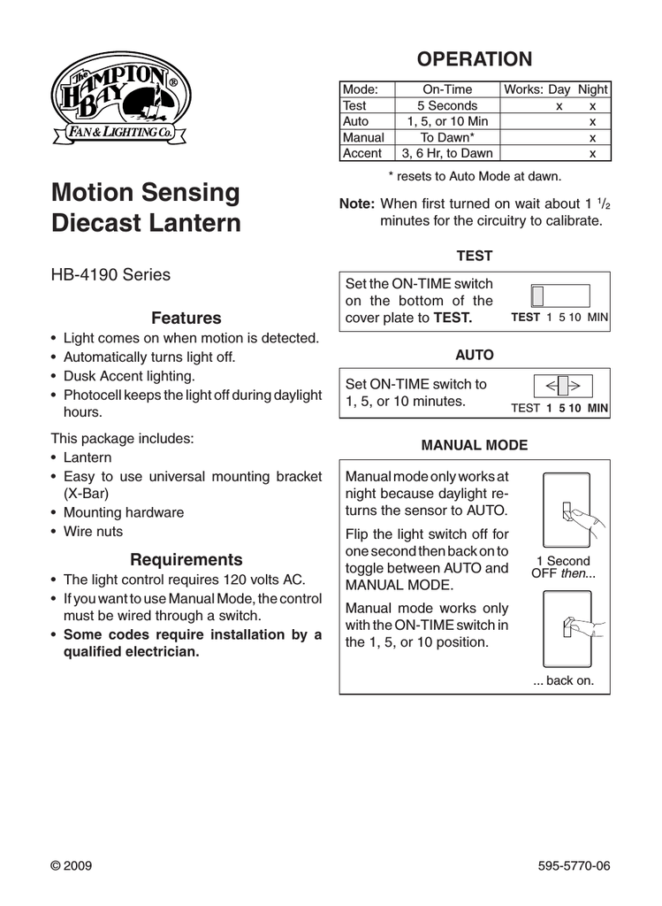 hampton bay motion sensor outdoor lighting manual