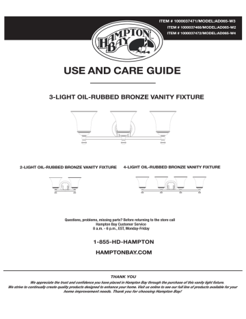 Hampton Bay Ad065 W2 Installation Guide Manualzz Hampton Bay Ad065 W2 Installation Guide, How To Install Hampton Bay 3 Light Vanity Fixture