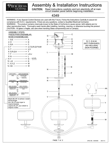 Progress Lighting P4349-134 Installation Guide | Manualzz