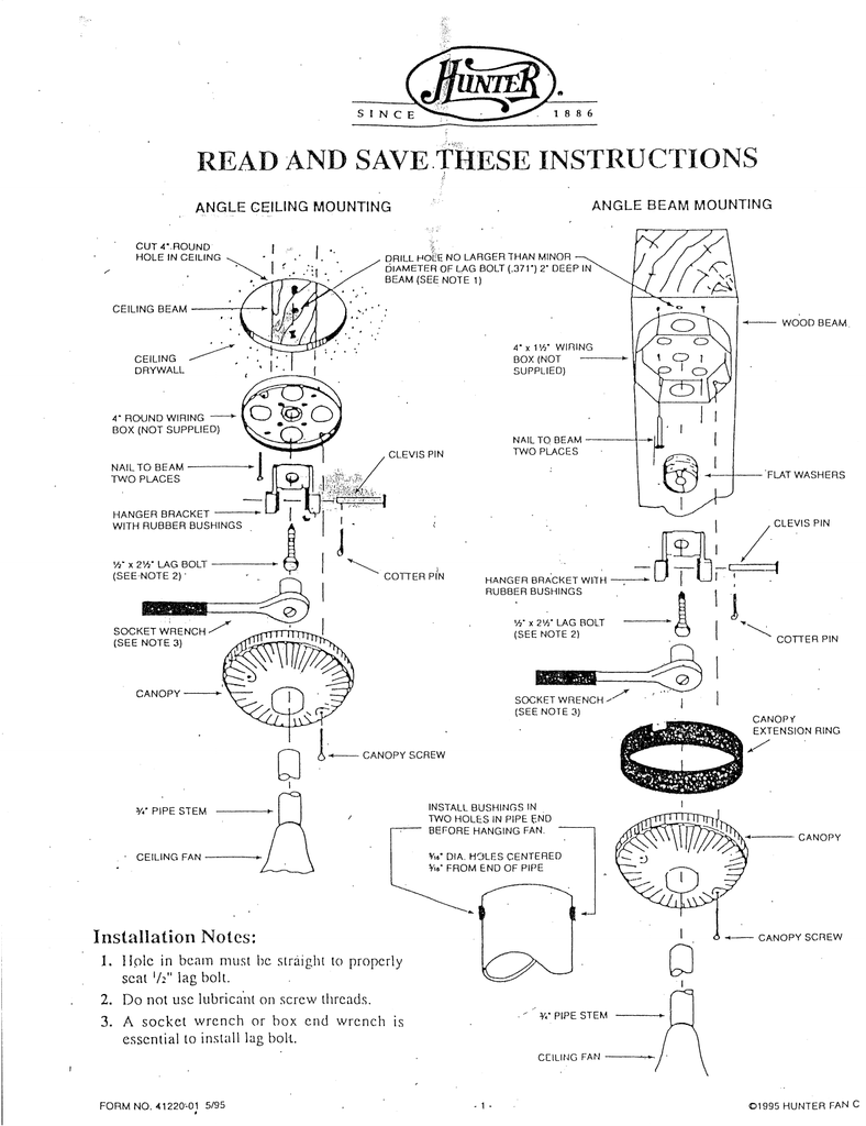 Hunter 27995 Instructions Assembly Manualzz Com