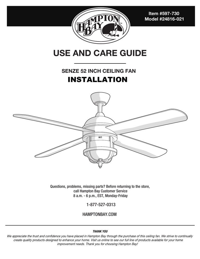 Hampton Bay 24816 021 Installation Guide Manualzz Com