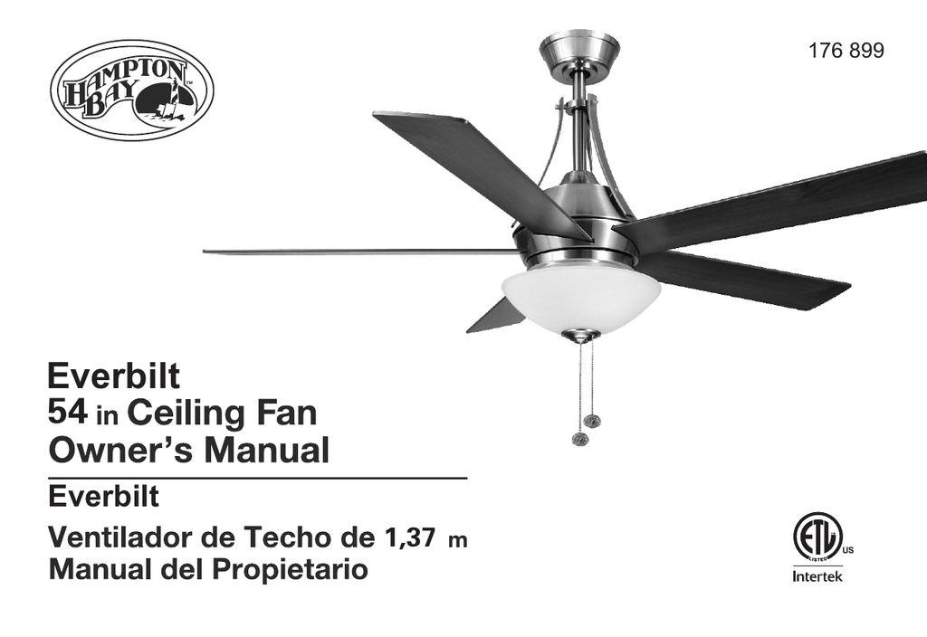 Hampton Bay 14927 Instructions / Assembly | Manualzz Fan Motor Wiring Diagram Manualzz