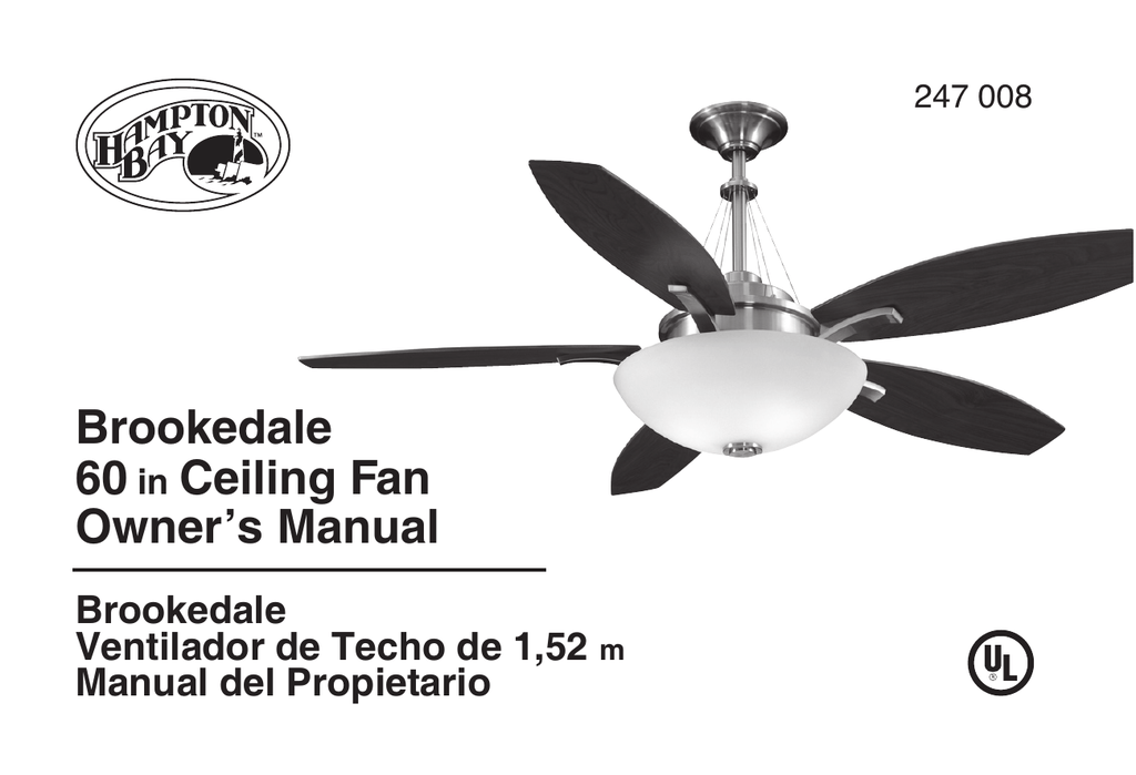 Hampton Bay Ac418 Bn Instructions, Hampton Bay Ceiling Fan Installation