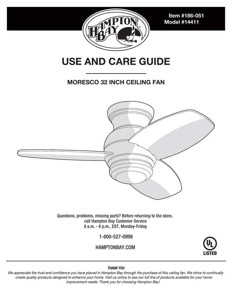 Hampton Bay 14411 Instructions Assembly Manualzz Com