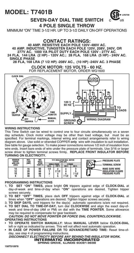 intermatic t7401br instructions / assembly  manualzz