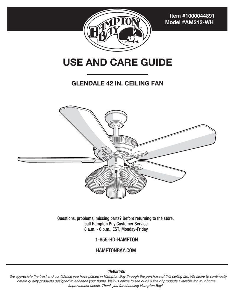 Hampton Bay Am212 Wh Instructions Assembly Manualzz Com